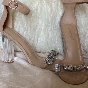 ShoeDazzle Glass Block Heel Gemstone Shoe